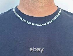 New Sterling 925 Solid Silver 22 Figaro Chain Necklace 6mm Made In Italy 17.5g