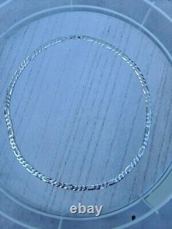 New Sterling 925 Solid Silver 22 Figaro Chain Necklace 6mm Made In Italy 17.5g