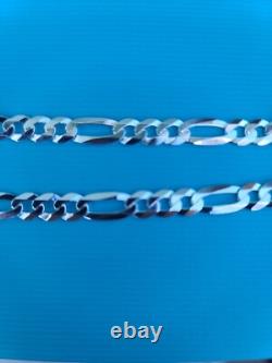 New Sterling 925 Solid Silver 22 Figaro Chain Necklace 6mm Made In Italy 17.5g