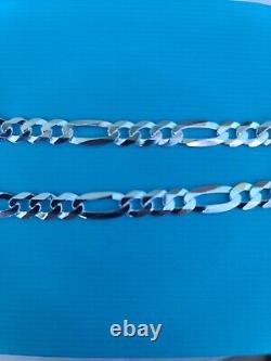 New Sterling 925 Solid Silver 22 Figaro Chain Necklace 6mm Made In Italy 17.5g
