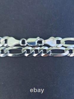 New Sterling 925 Solid Silver 22 Figaro Chain Necklace 6mm Made In Italy 17.5g