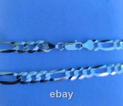 New Sterling 925 Solid Silver 22 Figaro Chain Necklace 6mm Made In Italy 17.5g