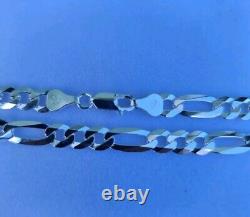 New Sterling 925 Solid Silver 22 Figaro Chain Necklace 6mm Made In Italy 17.5g