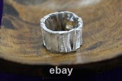 Nib Lady's Sterling Silver Wide Band Ribbon Design Hand Made Custom Designed Cit