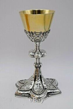 + Nice Antique All Sterling Silver Gothic Chalice (Made in France) + (B83) +