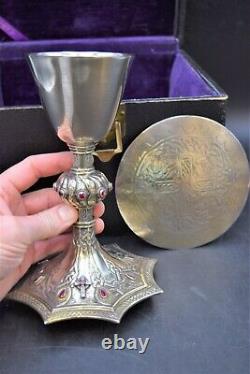 + Nice Antique Sterling Silver Celtic Chalice and Paten Made in England (CU594)