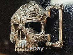 NightRider Poison Belt Buckle Sterling Silver 925, Biker Jewelry Made in the USA