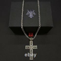 NightRider Sterling Silver 925 Cross Pendant & Chain withOriginal Box made in USA
