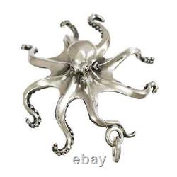 OCTOPUS 3-D PENDANT NECKLACE. 925 Sterling Silver USA Made