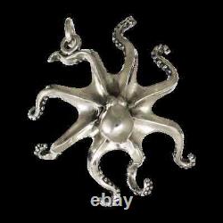 OCTOPUS 3-D PENDANT NECKLACE. 925 Sterling Silver USA Made