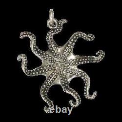 OCTOPUS 3-D PENDANT NECKLACE. 925 Sterling Silver USA Made