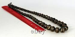 OLD Navajo Sterling Silver Graduated Bead Necklace 30 Hand-made beads + designs
