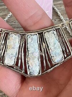 OR PAZ Sterling Silver 925 Roman Glass Statement Necklace Made In Israel PZ