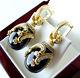 OUTSTANDING EARRINGS MADE OF STERLING SILVER 925 ENAMEL with GENUINE ONYX
