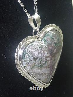 Ocean Jasper Pendant Custom Made Sterling Silver Beautiful Colors And Pattern