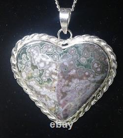 Ocean Jasper Pendant Custom Made Sterling Silver Beautiful Colors And Pattern