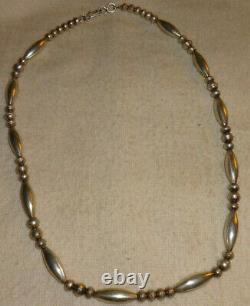 Old Pawn Navajo Sterling Hand Made Fancy Bench Bead Necklace Native 18