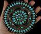 Old Pawn Vintage Petit Point NAVAJO Made TURQUOISE Sterling 3 5/8 Pin Brooch