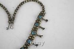 Old petit Navajo sterling squash blossom necklace & Turquoise hand made beads