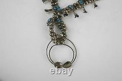 Old petit Navajo sterling squash blossom necklace & Turquoise hand made beads