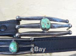 Older Navajo Concho Sandcast Sterling Silver & Turquoise Hand Made Belt