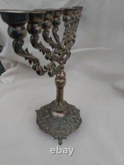 Omanim Menorah Made In Israel Judaica Sterling Silver 925 Height 12 Vintage
