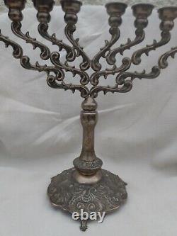 Omanim Menorah Made In Israel Judaica Sterling Silver 925 Height 12 Vintage