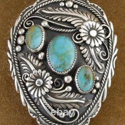 One of a Kind! Navajo Made Kingman Turquoise Sterling Silver Bolo Tie by Ahastee