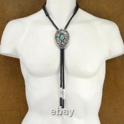 One of a Kind! Navajo Made Kingman Turquoise Sterling Silver Bolo Tie by Ahastee