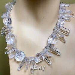 One of a Kind, Stunning Artisan Designed & Made Rock Quartz Crystal Bib Necklace