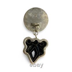 Onyx Hand Made Sterling Silver Vintage Earrings Signed GGSS
