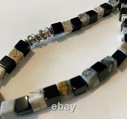 Onyx, Silver Leaf Agate, Hand Made Sterling Bead And Clasp
