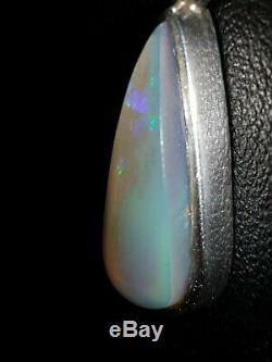 Opal Pendant Natural Australian Opal Solid Silver hand made vintage. Unusual