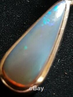 Opal Pendant Natural Australian Opal Solid Silver hand made vintage. Unusual