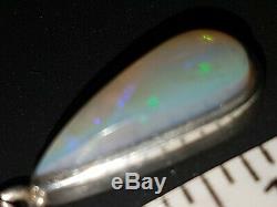 Opal Pendant Natural Australian Opal Solid Silver hand made vintage. Unusual