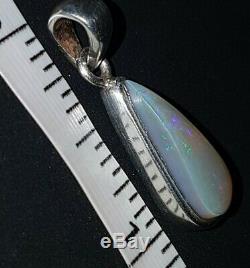 Opal Pendant Natural Australian Opal Solid Silver hand made vintage. Unusual