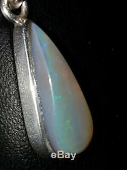 Opal Pendant Natural Australian Opal Solid Silver hand made vintage. Unusual