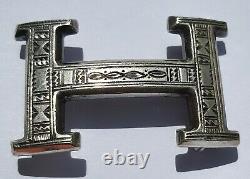 Original Hermes Sterling Silver 925 Touareg H Belt Buckle Hand Made