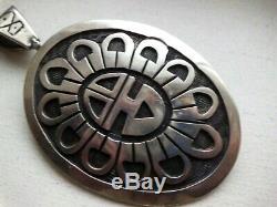 Outstanding Hopi Overlay Big Sunface Hand Made Large Pendant/pin Sterling Silver