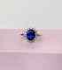 Oval Cut Created Sapphire & CZ Wedding Ring Solid Sterling Silver