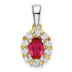 Oval Lab Ruby Pendant 925 Sterling Silver Handcrafted Dual Tone Women Jewelry