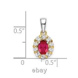 Oval Lab Ruby Pendant 925 Sterling Silver Handcrafted Dual Tone Women Jewelry