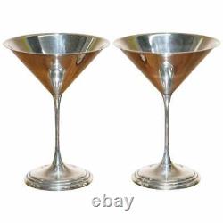 Pair Of Fully Hallmarked Sterling Silver Sheffield Made 1996 Martini Glasses