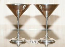 Pair Of Fully Hallmarked Sterling Silver Sheffield Made 1996 Martini Glasses