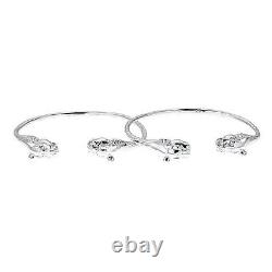 Panther Ends. 925 Sterling Silver West Indian Bangles, 27 gr, (Pair) MADE IN USA