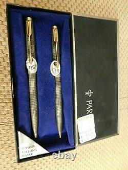 Parker 75 Sterling Silver Ballpoint Pen & 0.9 Pencil Set New In Box Made In Usa