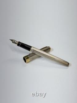 Parker Sonnet Sterling Silver Fountain pen 18k Gold Medium Nib Made In France