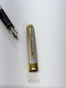 Parker Sonnet Sterling Silver Fountain pen 18k Gold Medium Nib Made In France