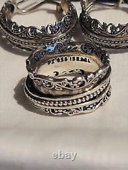 Paz Sterling Silver 925 Hoop Lace Earrings Ring Combo Made In Israel PZ