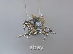 Pegasus necklace sterling silver pendant & chain Made in USA HANDMADE by artist